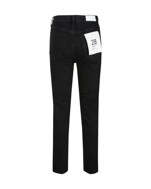 Re/done Black High-Rise Straight Jeans