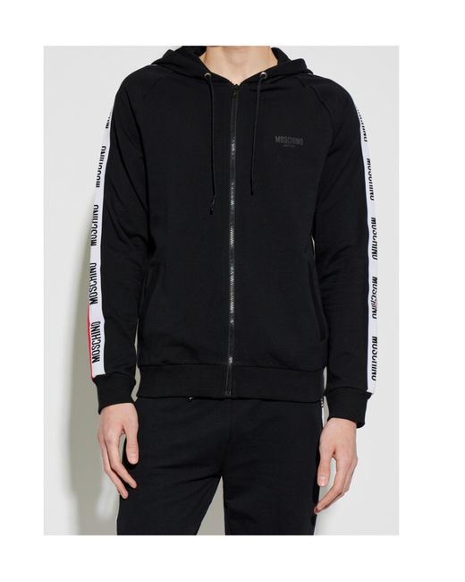 Moschino Blue Logo Tape Zip Hoodie for men