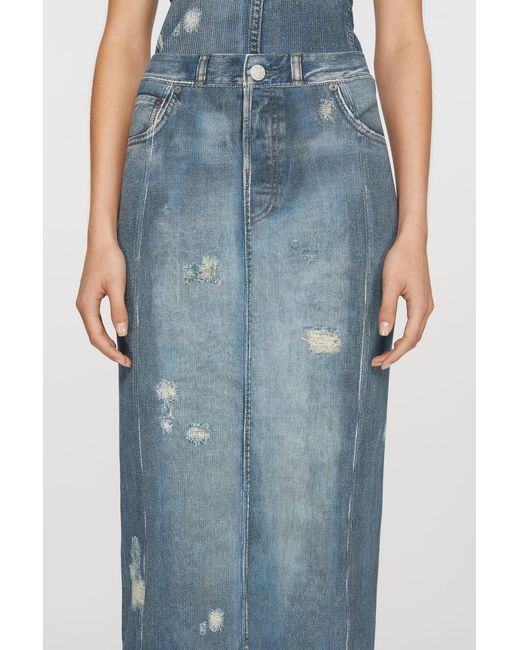 Acne Blue Denim Midi Skirt