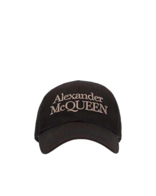 McQueen Black Logo Embroidered Baseball Cap for men