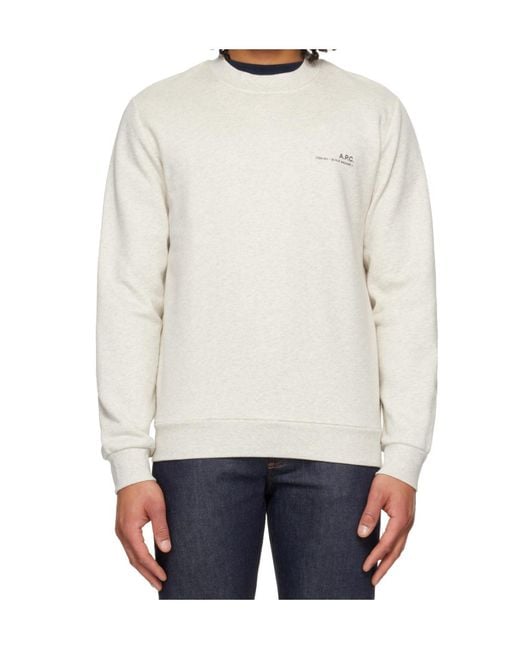 A.P.C. White Long-Sleeved Crew Neck Sweatshirt for men