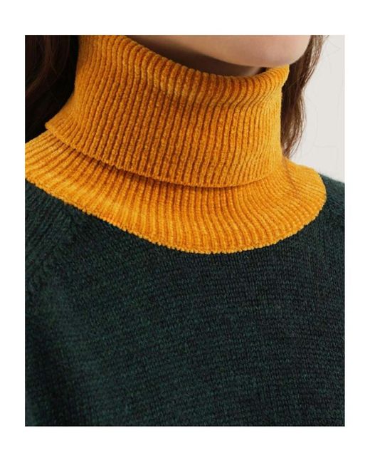 1989 STUDIO Green Contrast Turtleneck Sweater