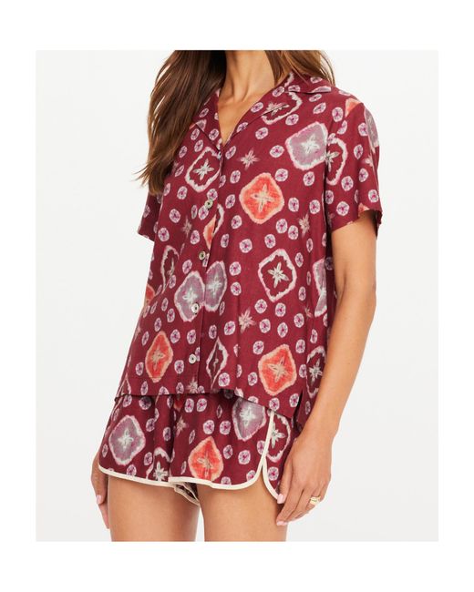 The Upside Red Miri Andie Patterned Short-Sleeve Shirt