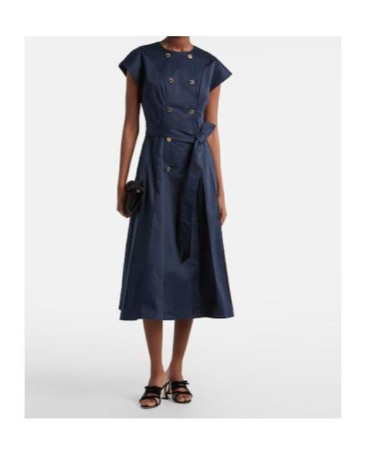 Carolina Herrera Blue Cotton-Blend Sateen Midi Dress