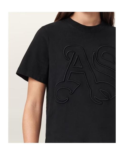 AllSaints Black Lisa Embossed Crew Neck T-Shirt