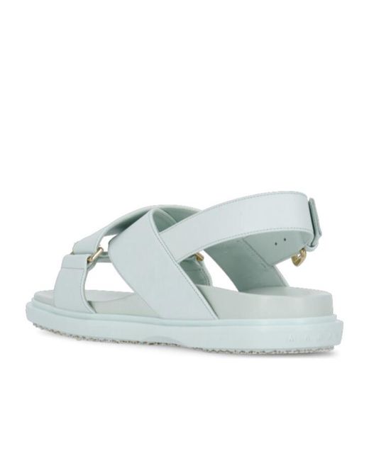 Marni Blue Logo Embossed Buckled Sandals