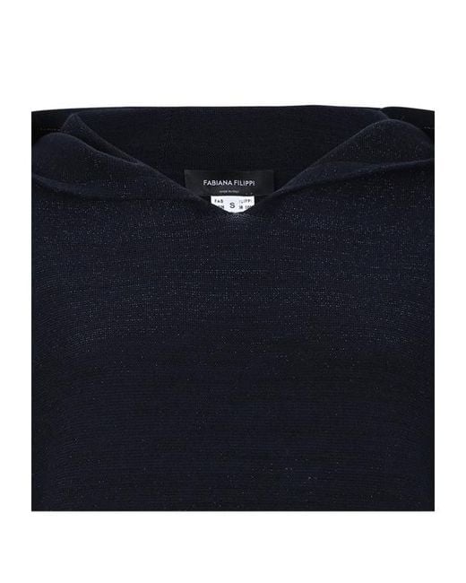 Fabiana Filippi Blue Lurex Thread Hooded Jumper