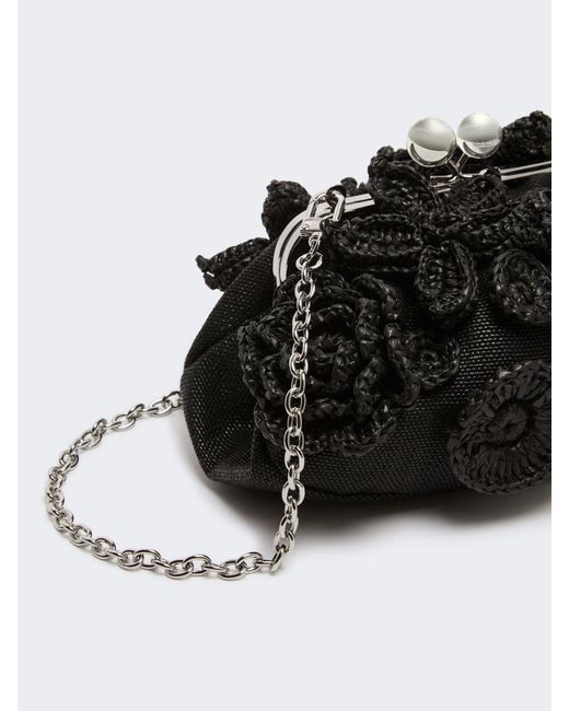 Weekend by Maxmara Black Pasticcino Floral-Details Chain Small Shoulder Bag