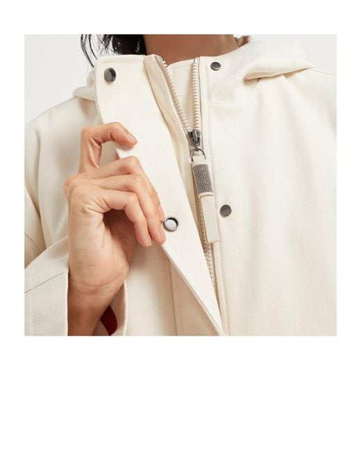 Brunello Cucinelli Red Zip-Up Hooded Jacket
