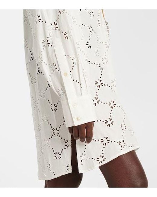 Area White Draped Cotton Shirt Dress