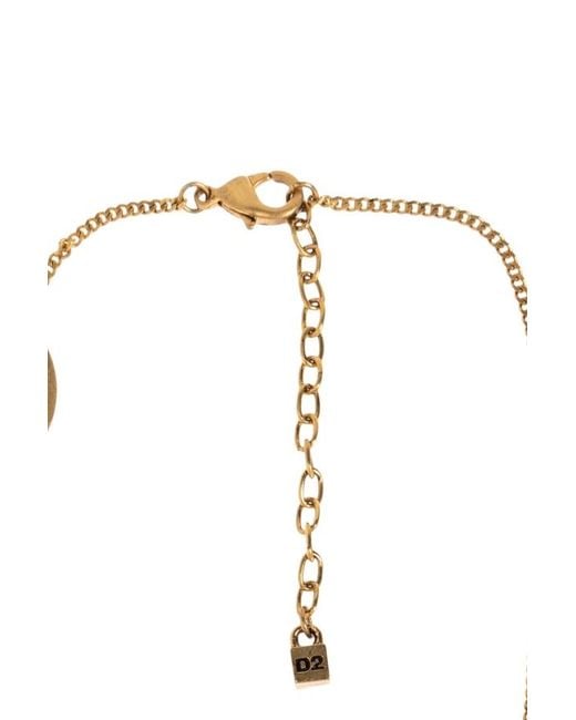DSquared² White Rebels Logo Detail Necklace for men