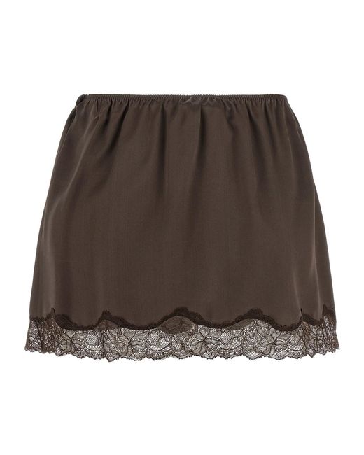 Magda Butrym Brown 11 Lace-Trim Mini Skirt