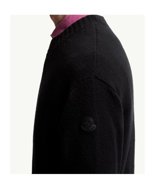 Moncler Black Wool Cashmere Blend Sweater for men