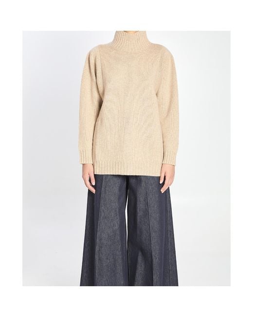 Max Mara Natural Turtleneck Knitted Jumper
