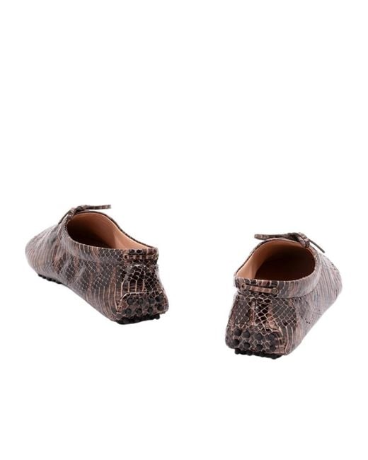 Alberta Ferretti Brown Bow-Detail Ballet Flats
