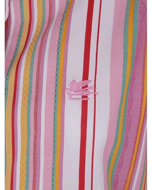 Etro Pink Striped Button-Up Shirt