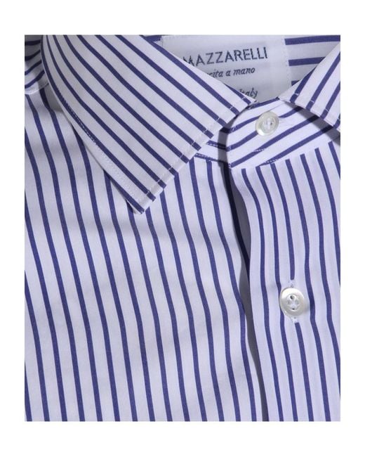 Mazzarelli Blue Striped Shirt for men