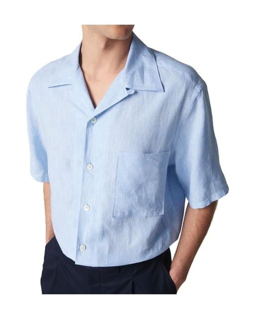 Zegna Blue Short-Sleeved Shirt for men