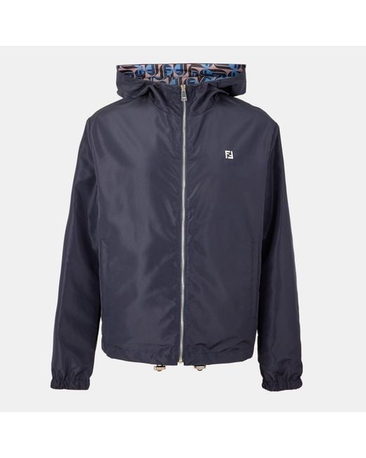 Fendi Blue Weather Resistant Windbreaker for men