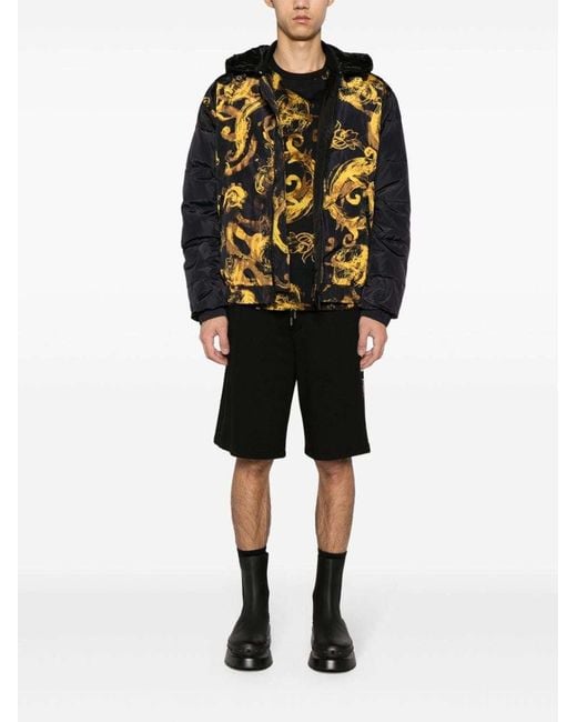 Versace Jeans Black Couture Baroque Printed Crewneck T-Shirt for men