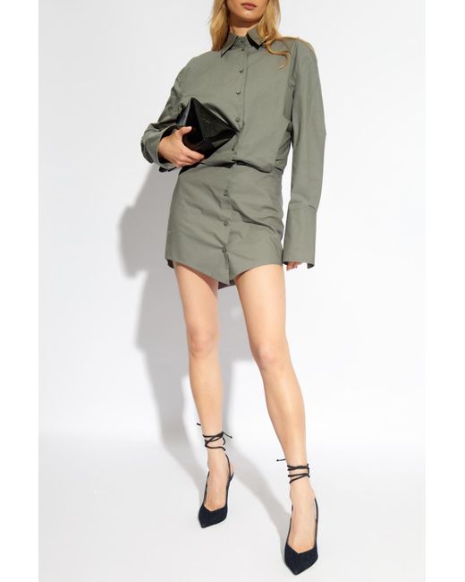 The Attico Gray The Asymmetric Mini Shirt Dress
