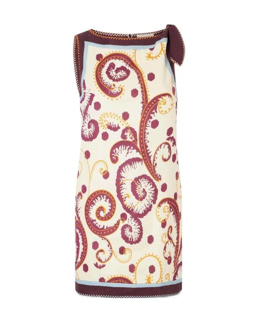 ALÉMAIS White Wilson Paisley-Print Bow-Detail Mini Dress