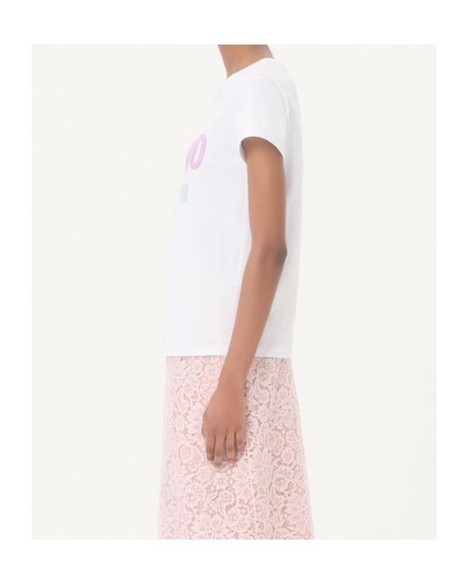 Valentino White Chez 1960 Printed Crewneck T-Shirt