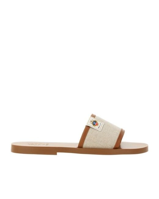 Bally White Logo Patch Open-Toe Slides