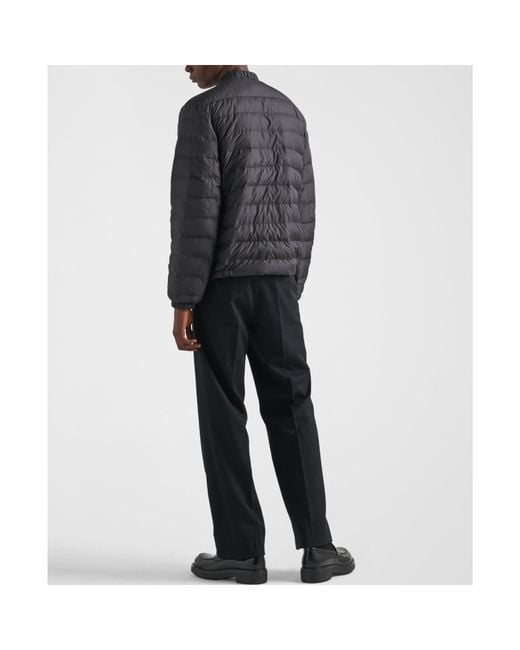 Prada Gray Short Polyester Down Jacket for men