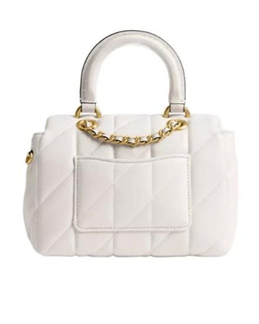 COACH White Tabby Top Handle Bag With Quilting