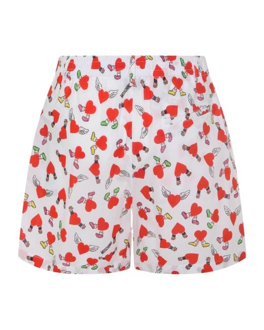Moschino Red Graphic-Printed Shorts for men