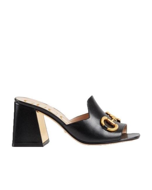 Gucci Black Horsebit Slide Sandals