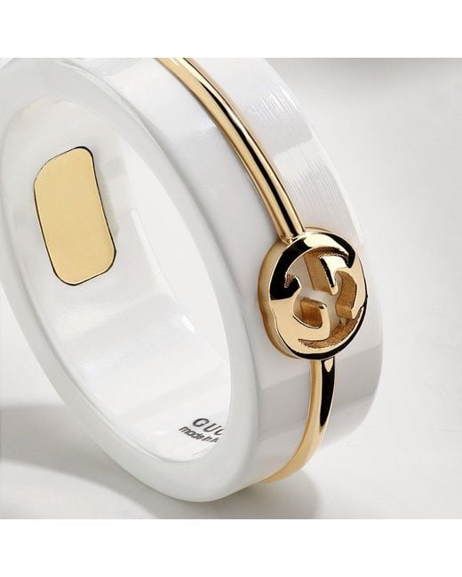 Gucci Metallic Interlocking Zirconia Ring