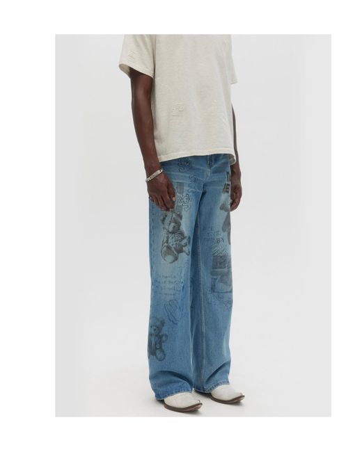 DOMREBEL Blue Belt-Loop Jeans for men