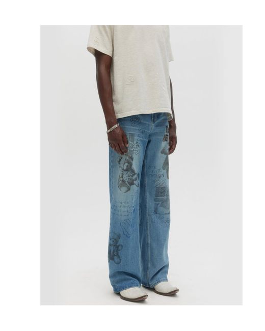 DOMREBEL Blue Belt-Loop Jeans for men