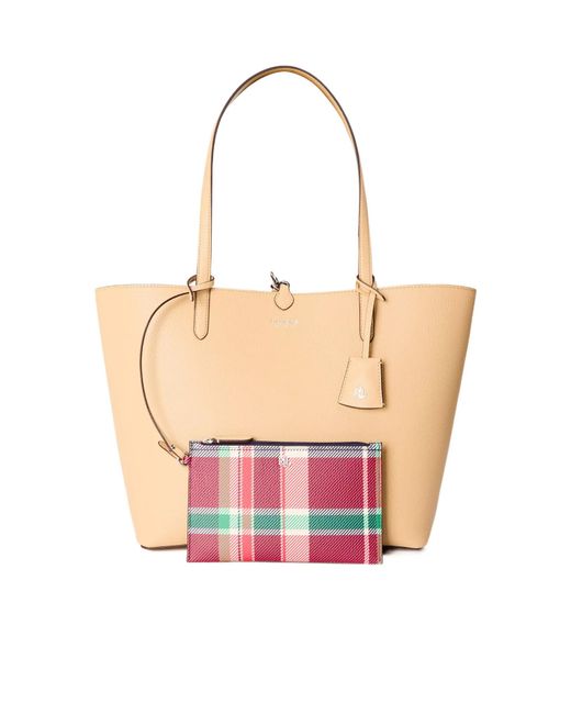 Ralph Lauren Pink Reversible Leather Tote Bag