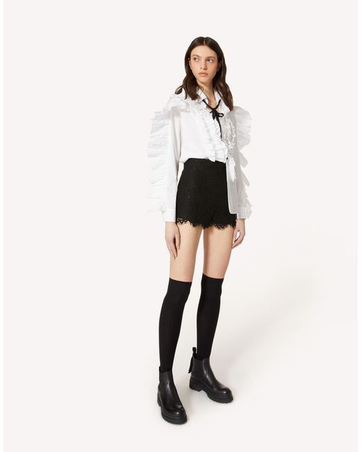 RED Valentino Black Lace Detail Shorts