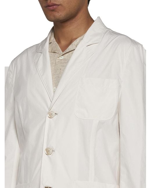 Brunello Cucinelli White Single-Breasted Blazer for men