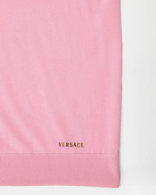 Versace Pink Embroidered Logo Knitted Top
