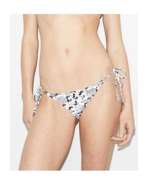 Tory Burch White All-Over Printed Drawstring Bikini Bottoms