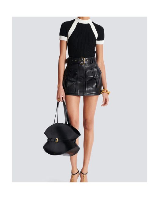 Balmain Black Short-Sleeved Knit Top