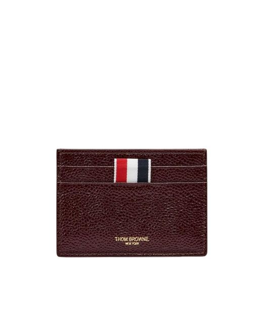 Thom Browne Red 4-Bar Striped Card Holder for men