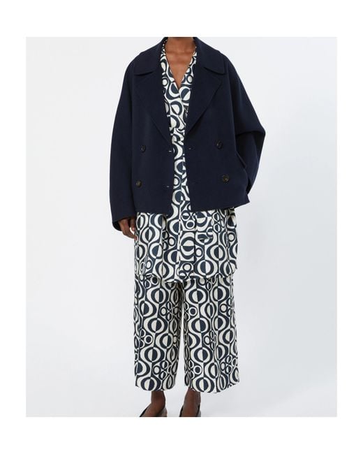 Max Mara Blue Lapel Long-Sleeved Suit Jacket