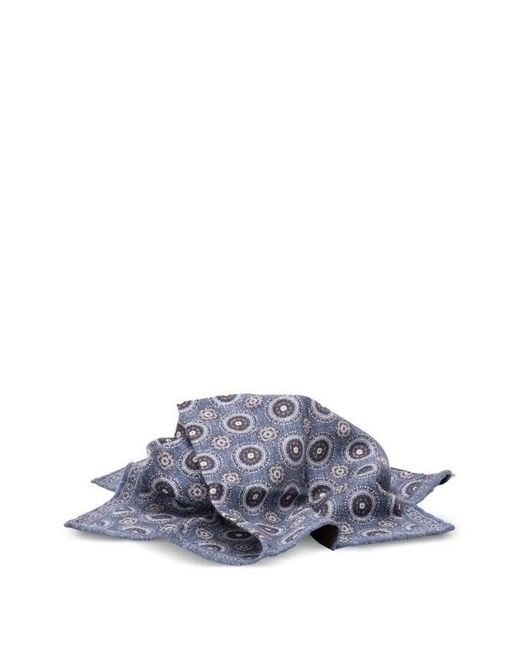 Brunello Cucinelli Blue Patterned Pocket Square for men