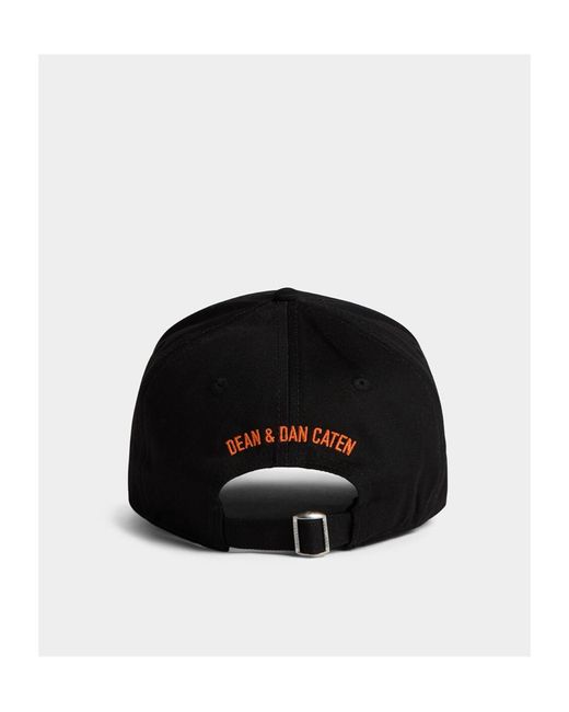 DSquared² Black Logo Printed Curved Peak Baseball Cap for men
