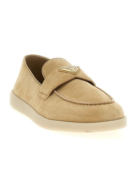 Prada Natural Round Head Loafer Shoes