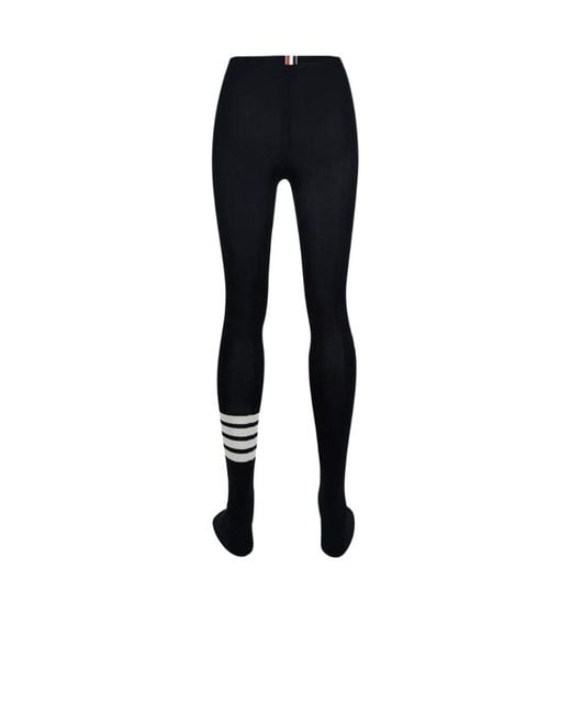 Thom Browne Black 4-Bar Striped Ribbed Tights