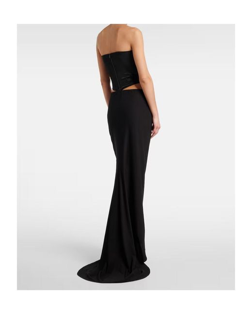 Magda Butrym Black Re25 Silk-Blend Midi Skirt