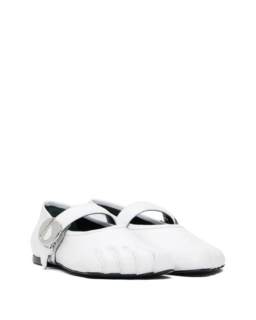 Coperni White Five-Toe Ballerina Belt Flats
