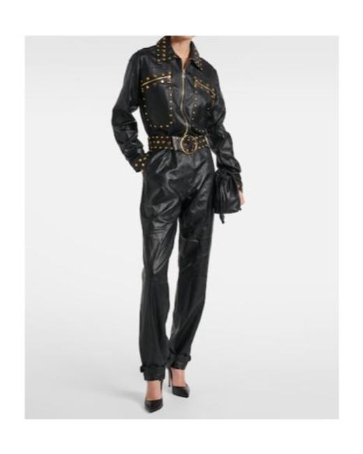 Dodo Bar Or Black Studded Leather Jumpsuit